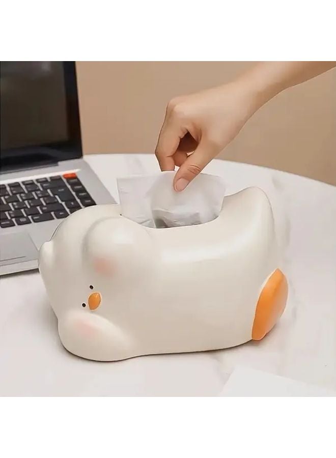 حامل علبة المناديل السيراميكي البطة الصفراء الزاهية ديكور منزلي لطيف هدية لغرفة المعيشة - Image 4